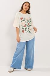 YOURS Plus Size Pink Floral Graphic T-Shirt | Yours Clothing 1