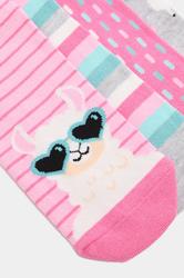 4 PACK Pink & Grey Llama Print Trainer Socks | Yours Clothing 2