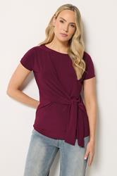 LTS Tall Women's Wine Red Tie Detail Top | Long Tall Sally 3