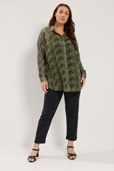 YOURS Plus Size Green Animal Print Shirt | Yours Clothing 1
