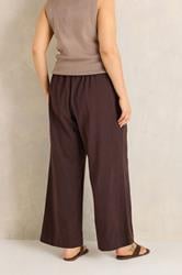 EVANS Plus Size Chocolate Brown Cotton Wide Leg Trouser | Evans 4
