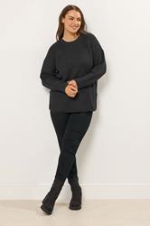 YOURS Plus Size Black Waffle Knit Jumper | Yours Clothing 1