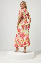 YOURS LONDON Plus Size White Floral Mesh Godet Hem Wrap Dress | Yours Clothing 2