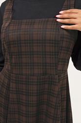 YOURS Plus Size Chocolate Brown Check Pinafore Dress | Yours Clothing 4