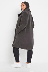 YOURS Plus Size Grey Faux Fur Teddy Coat | Yours Clothing 2