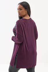 YOURS Plus Size Purple Leopard Sequin Long Sleeve Top | Yours Clothing 2
