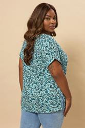 YOURS Plus Size Light Blue Floral Burnout Top | Yours Clothing 3