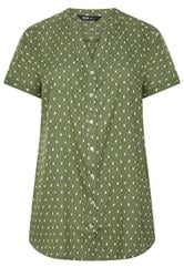 YOURS Curve Green Notch Neck Dobby Blouse