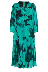 YOURS LONDON Curve Teal Green Abstract Pleated Dress