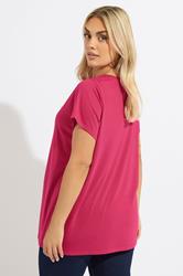 YOURS Plus Size Hot Pink Core T-Shirt | Yours Clothing 2