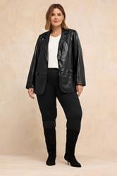 EVANS Plus Size Black Faux Leather Blazer | Evans 1