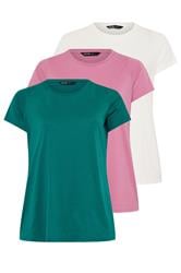 YOURSET Curve 3 PACK Pink & Green Core T-Shirts