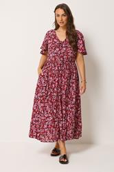 YOURS Plus Size Pink Ditsy Floral Maxi Dress | Yours Clothing 1
