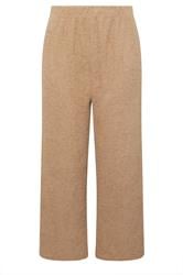 YOURS Plus Size Camel Brown Chenille Wide Leg Trousers | Yours Clothing 5