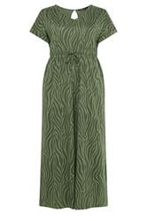 YOURS Plus Size Khaki Green Zebra Print Cotton Jumpsuit | Yours Clothing 5