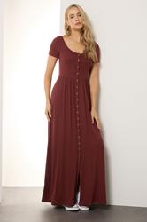 LTS Tall Maternity Rust Brown Ribbed Button Maxi Dress | Long Tall Sally 2