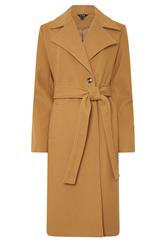 LTS Tall Beige Brown Formal Wrap Belted Midi Coat