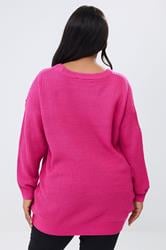 YOURS Plus Size Bright Pink Essential Knitted Jumper | Yours Clothing 2