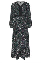 LTS Tall Dark Green Floral Lace Trim Midi Dress | Long Tall Sally 5