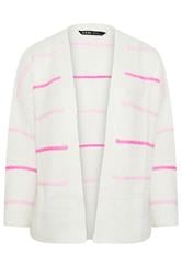 YOURS Curve White & Pink Stripe Knitted Cardigan