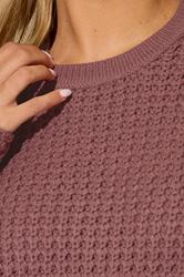 YOURS Plus Size Pink Waffle Knit Jumper | Yours Clothing 4