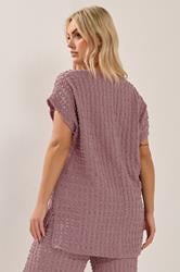 YOURS Plus Size Dusky Pink Bubble Textured T-Shirt | Yours Clothing 4