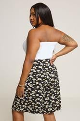 YOURS Plus Size Black & Yellow Floral Jersey Shorts | Yours Clothing 3