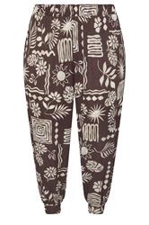 YOURS Plus Size Chocolate Brown Floral Cropped Harem Trousers | Yours Clothing 5