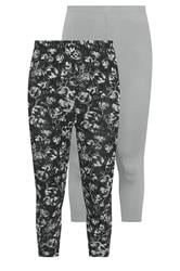 YOURSET 2 PACK Curve Grey Swirl Cropped Leggings
