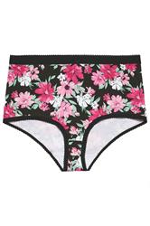 YOURSET Plus Size 5 PACK Black Floral Print Full Briefs | Yours Clothing 7