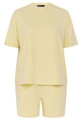 YOURS Curve Yellow Sweat T-Shirt & Short Set