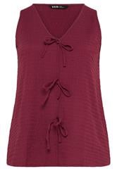 YOURS Curve Red Textured Bow Waistcoat