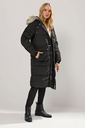 LTS Tall Black Padded Midi Coat | Long Tall Sally 3