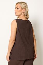 YOURS Plus Size Chocolate Brown Bubble Texture Vest Top | Yours Clothing 2