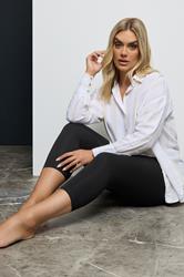 Plus Size Black Cotton Cropped Leggings | Yours Clothing 3