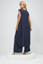 YOURS LONDON Plus Size Navy Blue Pleated Set | Yours Clothing 2