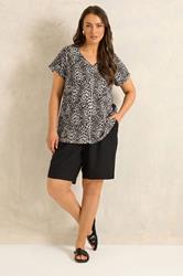 EVANS Plus Size Natural Leopard Print V Neck Cotton T-Shirt | Evans 2
