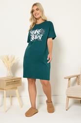 YOURS Plus Size Green 'Shine Bright' Sleep Tee Nightdress | Yours Clothing 3