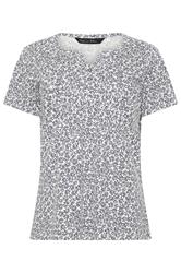 M&Co Navy Blue Floral Cotton Henley Top