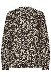 LTS Tall Black Abstract Leaf Placket Button Shirt