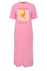 LIMITED COLLECTION Plus Size Pink 'Beach Club' Slogan Maxi Dress | Yours Clothing 5