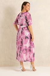 EVANS Plus Size Pink Petal Angel Sleeve Midi Dress | Evans 2