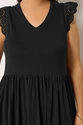 YOURS Plus Size Black Broderie Sleeve Maxi Dress | Yours Clothing 4