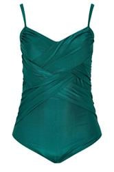 YOURS Curve Teal Green Crossover Super Sculpt Swimsuit