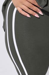 YOURS ACTIVE Plus Size Grey Side Stripe Leggings | Yours Clothing 4