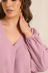 EVANS Plus Size Pink Pleat Front Long Sleeve Blouse | Evans 4