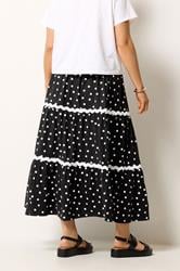 YOURS Plus Size Black Polka Dot Contrast Swirl Maxi Skirt | Yours Clothing 2