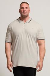 BadRhino Big & Tall Natural Brown Tipped Polo Shirt | BadRhino 1