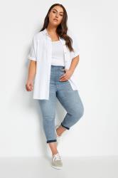 YOURS FOR GOOD Plus Size Light Blue Cropped Turn Up GRACE Jeggings | Yours Clothing 2