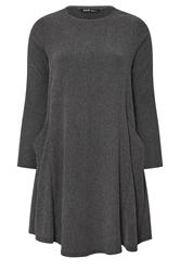 YOURS Plus Size Charcoal Grey Textured Pocket Dress | Yours Clothing 5